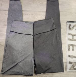 NWOT Shein size small leggings workout yoga pants half gray silver split